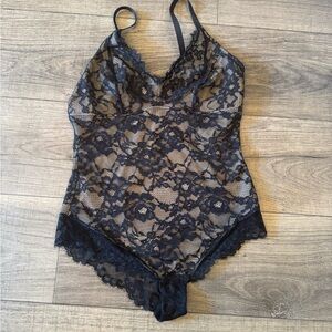 Popilush Black Lace Shapewear Bodysuit with Adjustable Straps